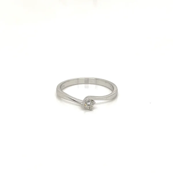 Anello solitario in oro bianco 18k e diamante certificato ct. 0.09 - immagine 2