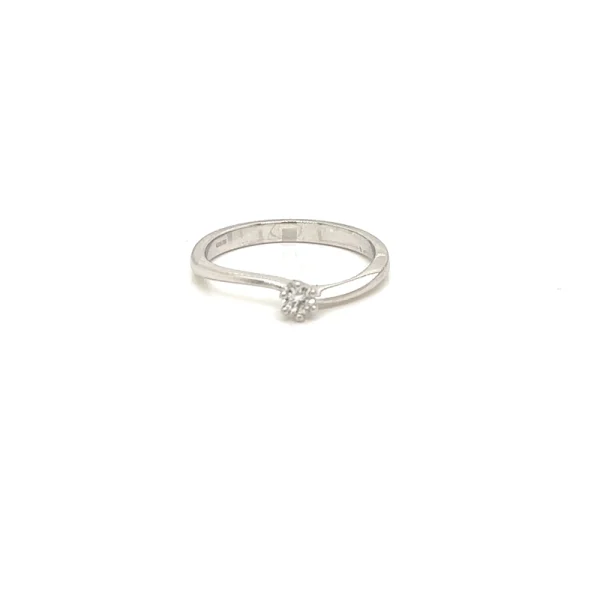 Anello solitario in oro bianco 18k e diamante certificato ct. 0.09 - immagine 2