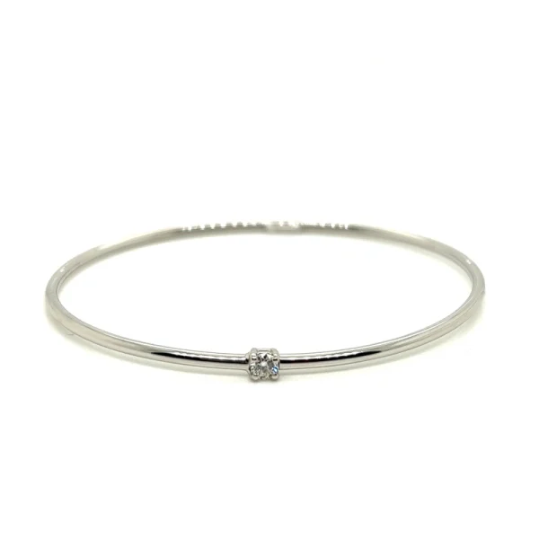 Bracciale schiava in oro bianco con Brillante solitario - immagine 2