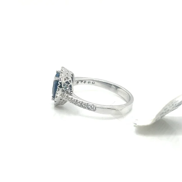 Anello con Zaffiro Blu taglio Cuore e Diamanti - immagine 5