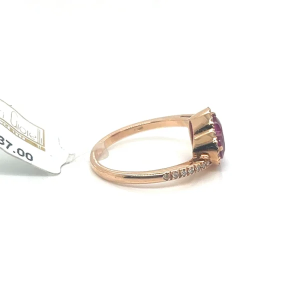 Anello con Zaffiro Rosa taglio Cuore e Diamanti - immagine 4