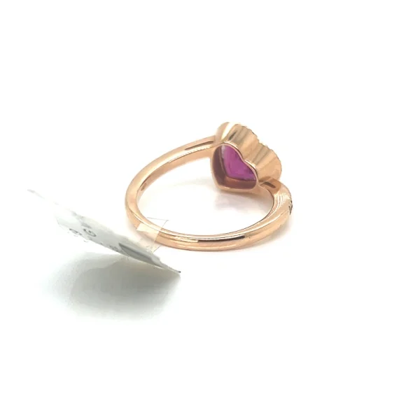 Anello con Zaffiro Rosa taglio Cuore e Diamanti - immagine 5