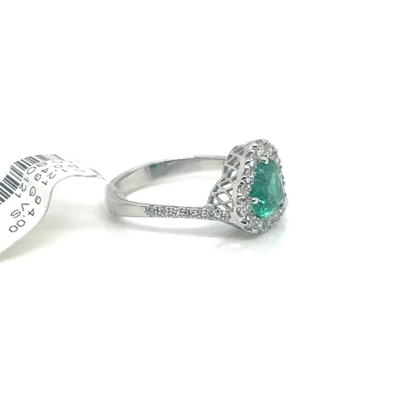 Anello con Smeraldo taglio Cuore e Diamanti - immagine 3