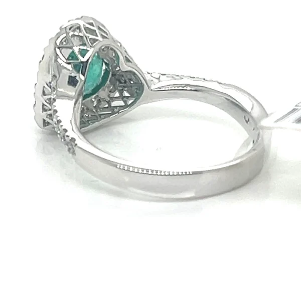 Anello con Smeraldo taglio Cuore e Diamanti - immagine 4