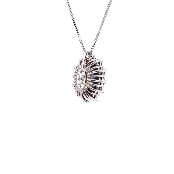 Pendente in oro bianco con zaffiro e diamanti ct.1.28 - immagine 2