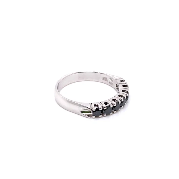 Anello veretta in oro bianco e diamanti neri ct.0.65 - immagine 4