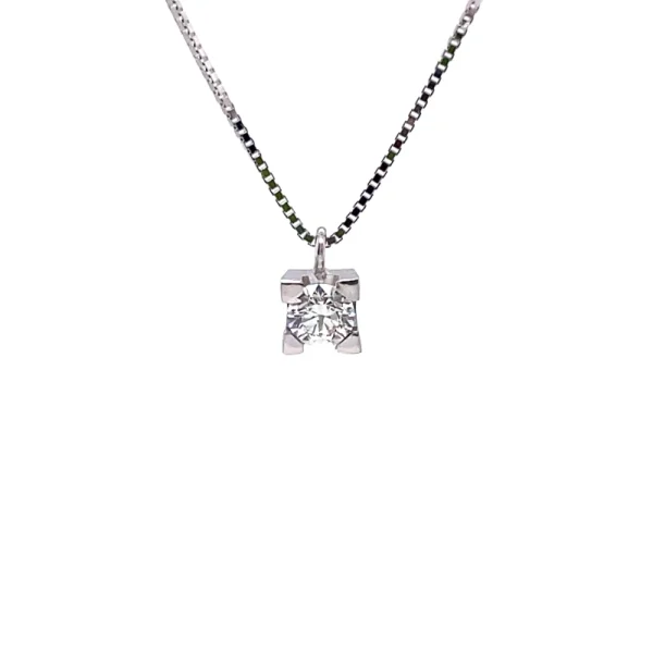 Collana punto luce in oro bianco e diamante ct.0.20