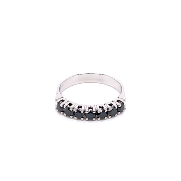Anello veretta in oro bianco e diamanti neri ct.0.65 - immagine 3