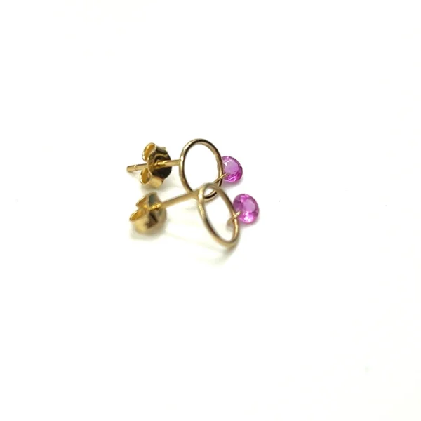Orecchini modello Bea in oro giallo con Zaffiro Rosa - immagine 3