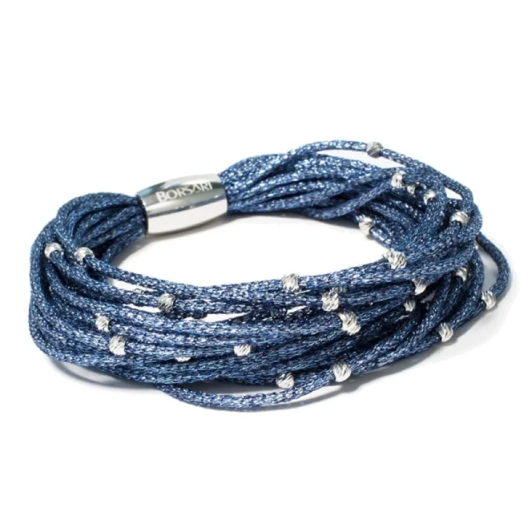 Bracciale blu con boule in argento