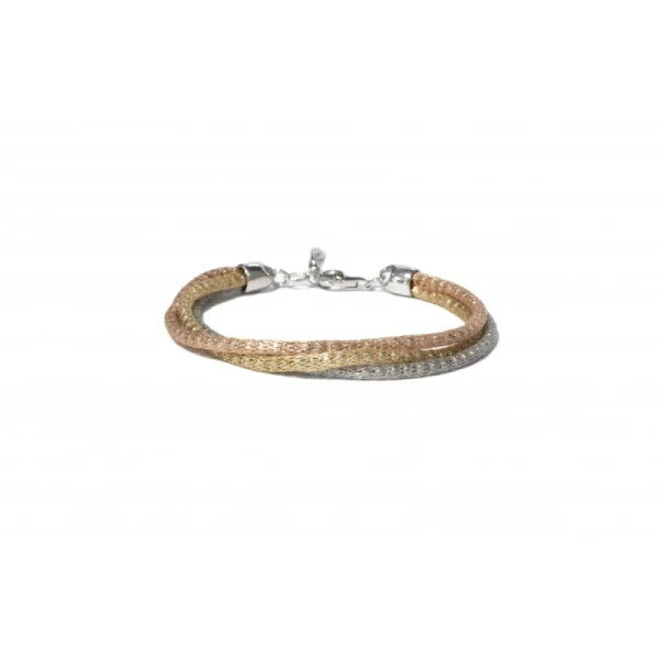 Bracciale in argento con maglia in rame placato in tre colori