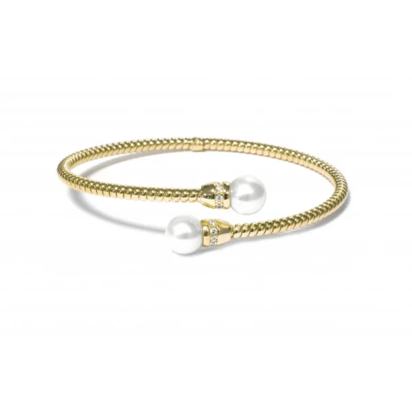 Bracciale in argento placcato oro giallo con perle naturali