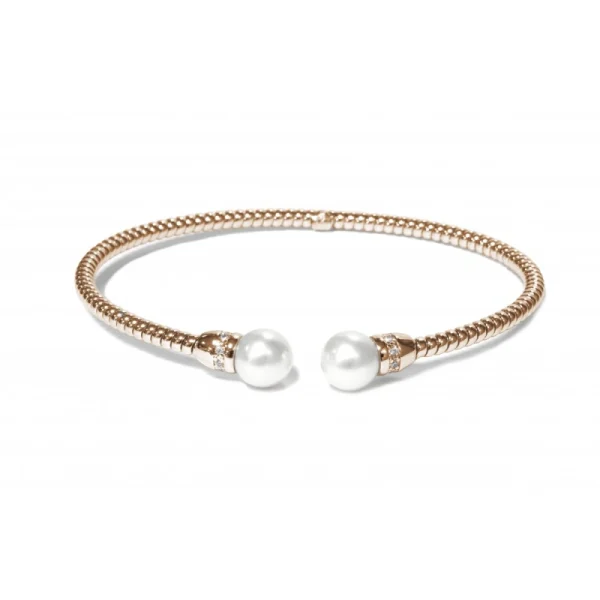 Bracciale in argento placcato oro rosé con perle