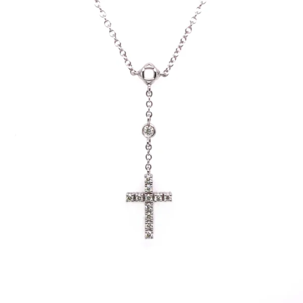 Collana rosario in oro bianco e diamanti taglio brillante ct.0.40